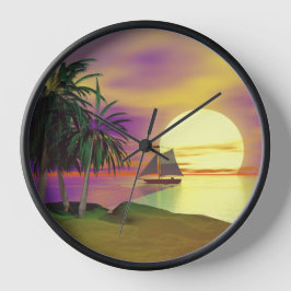 サンセットセーリング ラウンド壁時計
