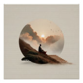 サンセットゼン抽象芸術ミニマルウォールアート ポスター (正面)