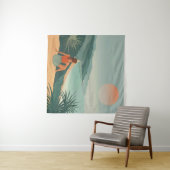 サンセットソロティドミニマリストコースタルビュープリント タペストリー (インサイチュ(横))