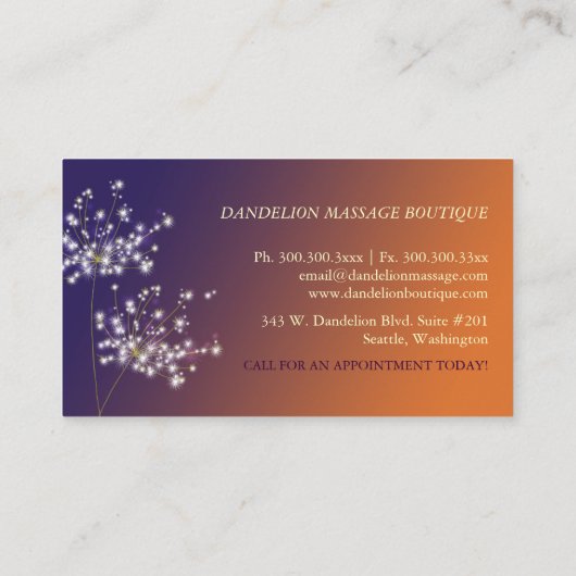 サンセットダンデリオユニークプロフェッショナル名刺 名刺 (裏面)