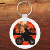 サンセットダートバイクライダーアドベンチャーシルエット キーホルダー (正面)