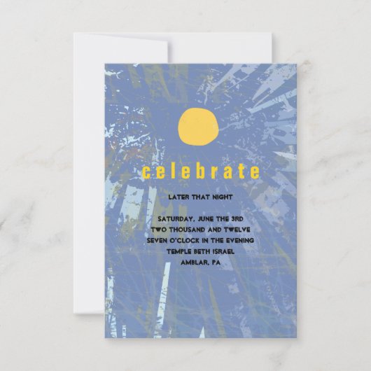 サンセットツリーオブライフバーバルミツワーパーティーカード 招待状 (正面)