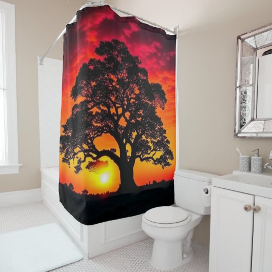 サンセットツリーシルエット シャワーカーテン (インサイチュ)