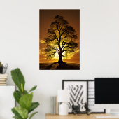 サンセットツリーシルエット ポスター (ホームオフィス)