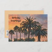 サンセットツリーズフラット誕生日カード サンキューカード (正面/裏面)