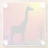 サンセットテーマのキリンとガラスコアスター。 ガラスコースター (裏面)