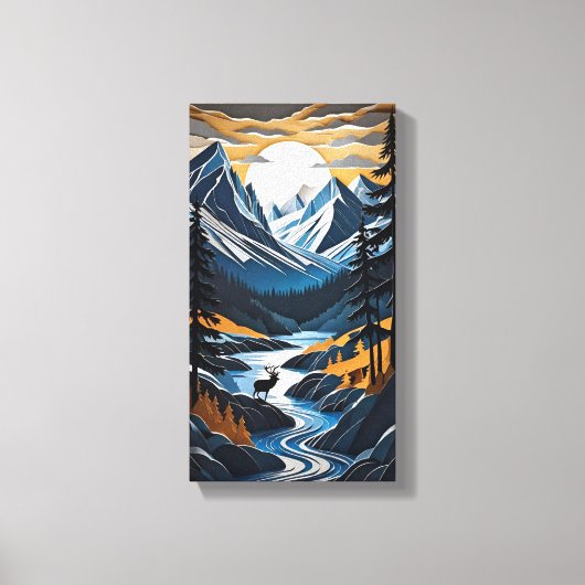 サンセットディアカンバスウォールアート キャンバスプリント (正面)