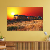 サンセットディーゼル機関車60"x40"大型 キャンバスプリント (インサイチュ (リビング))