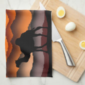 サンセットデザートカメルキッチンタオル キッチンタオル (四つ折り)