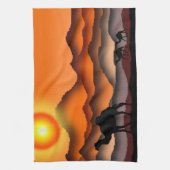 サンセットデザートカメルキッチンタオル キッチンタオル (縦)