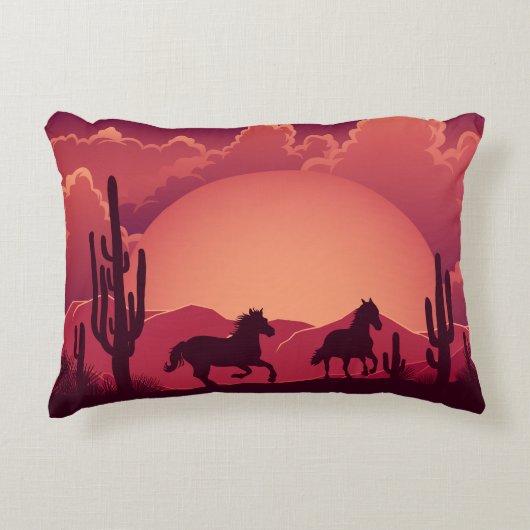 サンセットデザートワイルド走ウズホース アクセントクッション (正面)