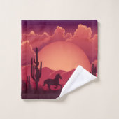 サンセットデザートワイルド走ウズホース バスタオルセット (ウォッシュタオル)