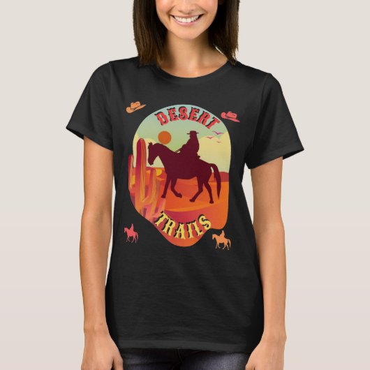 サンセットトレイル、カウボーイ&サボテン砂漠の旅。 Tシャツ (正面)