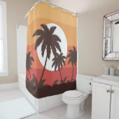 サンセットトロピカルパームビーチヴィンテージ シャワーカーテン (インサイチュ)