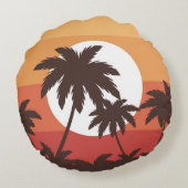 サンセットトロピカルパームビーチヴィンテージ ラウンドクッション (裏面)