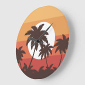サンセットトロピカルパームビーチヴィンテージ ラージ壁時計 (傾斜)