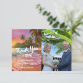 サンセットトロピカルビーチ感謝カード ウェディング サンキューカード (スタンド正面)