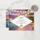 サンセットトロピカルビーチQRコード結婚RSVP ノートカード (正面/裏面インサイチュ)