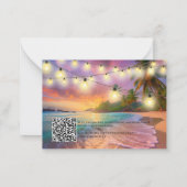 サンセットトロピカルビーチQRコード結婚RSVP ノートカード (裏面)