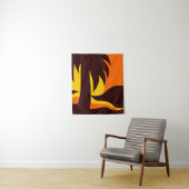 サンセットトールパームツリーオンサンショアビーチ タペストリー (インサイチュ)