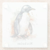 サンセットトーンウォーターカラーペンギンカスタム ガラスコースター (裏面)