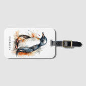 サンセットトーンウォーターカラーペンギンカスタム ラゲッジタグ (正面横)