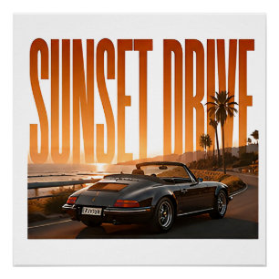サンセットドライブ 高級ロードトリップ グラフィック ポスター