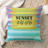 サンセットドリームズターコイズウォーター色ストライプの クッション (ブランケット)
