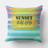 サンセットドリームズターコイズウォーター色ストライプの クッション (正面)