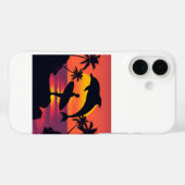 サンセットドルフィンアンドサーファートロピカルビーチフォンケース Case-Mate iPhoneケース (裏面 (横))