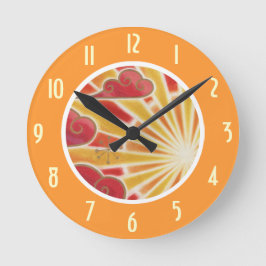 サンセットナンバーズ時計オレンジ色 ラウンド壁時計