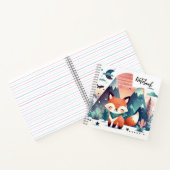 サンセットハグ - 砂漠の山に微笑むキツネ ノートブック (内部)