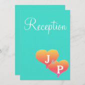 サンセットハーツモノグラムターコイズの受付カード 招待状 (正面/裏面)