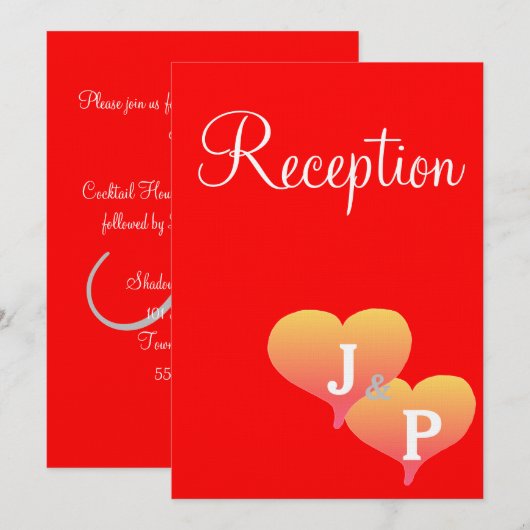 サンセットハーツレッドモノグラム受付カード 招待状 (正面/裏面)