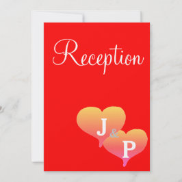 サンセットハーツレッドモノグラム受付カード 招待状