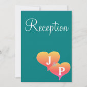 サンセットハーツ ティールグリーン ゴールド モノグラム 招待状 (正面)