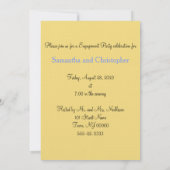 サンセットハートイエローブルーモノグラム婚約 招待状 (裏面)