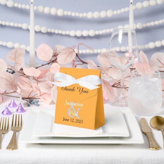 サンセットハートオレンジホワイト結婚式の引き出物ボックス フェイバーボックス (ウェディング)