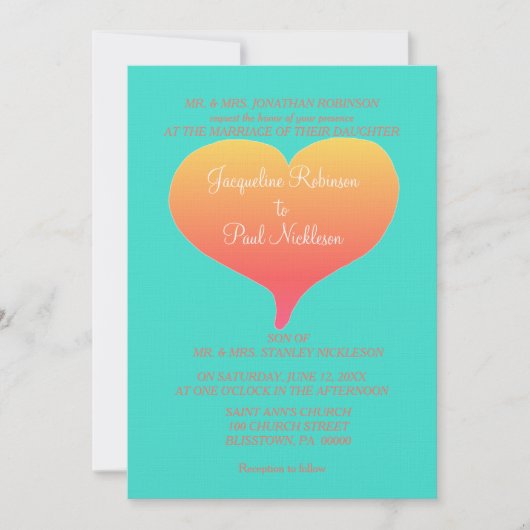 サンセットハートターコイズ 招待状 (正面)