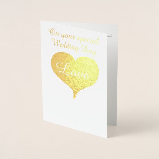 サンセットハートパープル結婚のグリーティングカード 箔カード (正面)