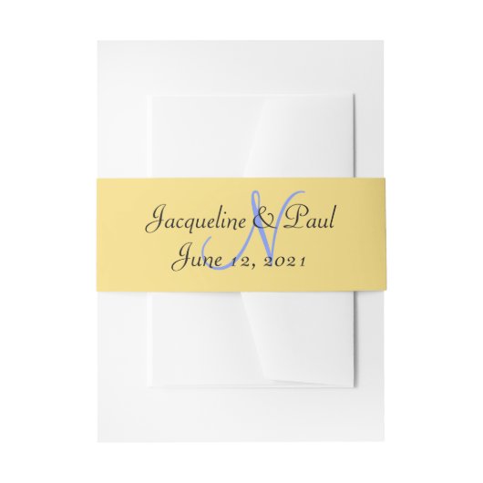 サンセットハートメルローイエローブルーモノグラム 招待状ベリーバンド (正面例)