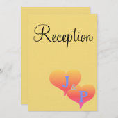 サンセットハートメルローイエローブルーモノグラム 招待状 (正面/裏面)