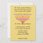 サンセットハート メロウイエロー ブルー ウェディング招待状 招待状 (正面)