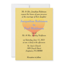 サンセットハート メロウイエロー ブルー ウェディング招待状