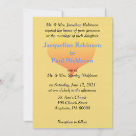 サンセットハート メロウイエロー ブルー ウェディング招待状 招待状