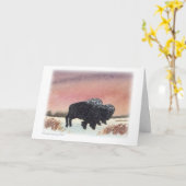 サンセットバッファロー絵画ウォーターカラーズ カード (黄色い花)