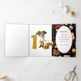 サンセットパイレーツボーイ1stバースデートリフォールドカード 三つ折りカード