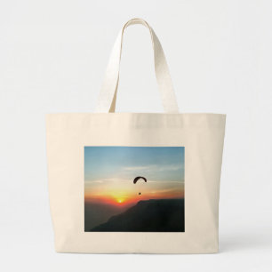 サンセットパラグライドWanderlustエクストリームスポーツアート ラージトートバッグ