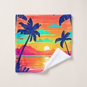 サンセットパラダイスアートワーク バスタオルセット (ウォッシュタオル)