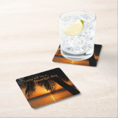 サンセットパラダイスパームツリービューティフルデイ引用文 スクエアペーパーコースター (インサイチュ)